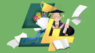 绿色系扁平风五四青年节配图