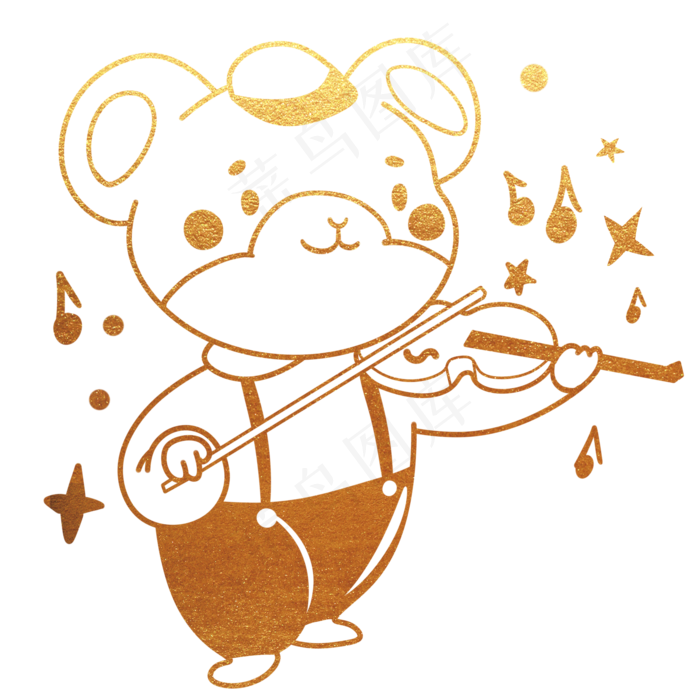 拉小提琴鼠年形象,免抠元素