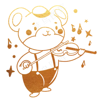 拉小提琴鼠年形象,免抠元素