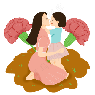 母亲节孩子和母亲拥抱