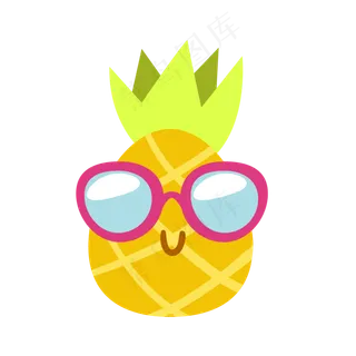 卡通手绘风暑假夏至夏天菠萝免扣
