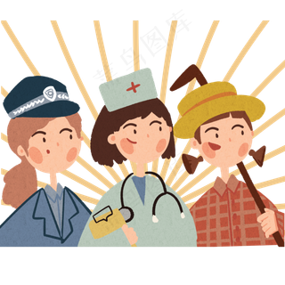 劳动节热爱工作劳动人民群像扁平,免抠元素