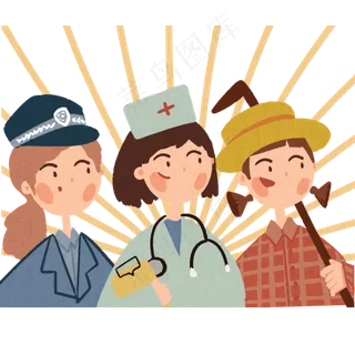 劳动节热爱工作劳动人民群像扁平,免抠元素