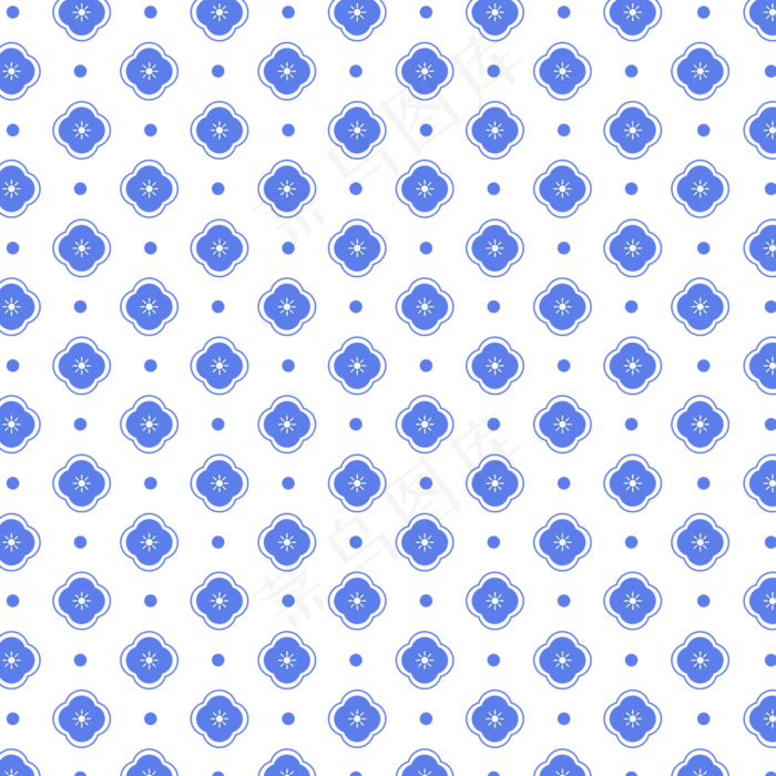 青花瓷四瓣花纹样(2000X2000(DPI:96))psd模版下载