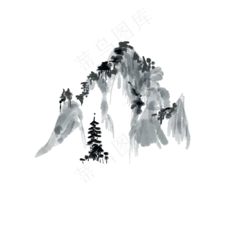 水墨写意山水风景绘画