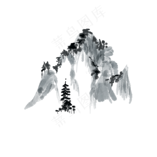 水墨写意山水风景绘画