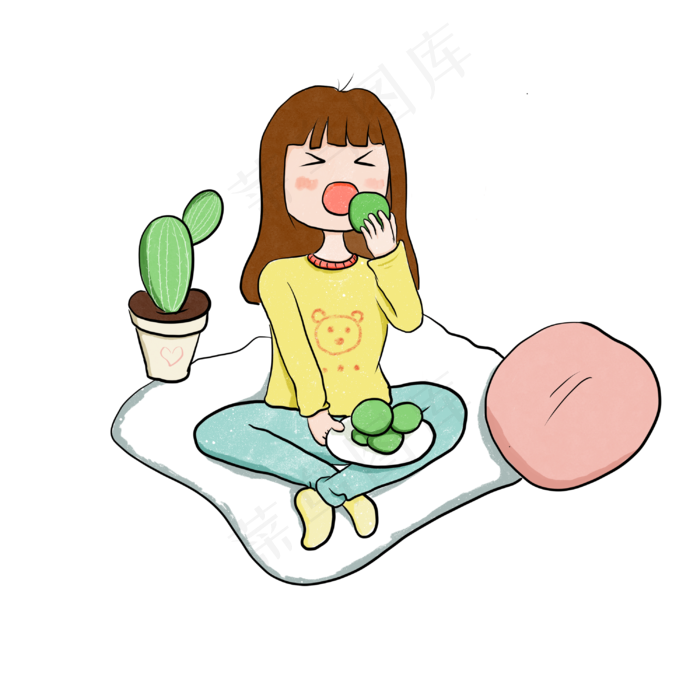 吃东西的小女孩免抠(3000X3000(DPI:300))psd模版下载