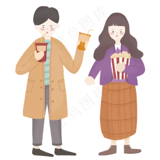 3.8女神节妇女节吃爆米花,免抠元素 3.8女神节妇女节吃爆米花,免抠元素