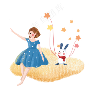 儿童节女孩卡通素材