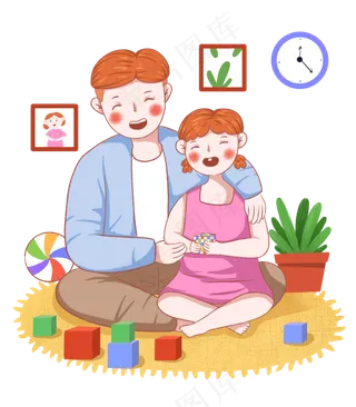 儿童节玩耍的父女