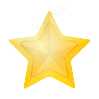 立体质感黄色卡通星星元素,免抠元素