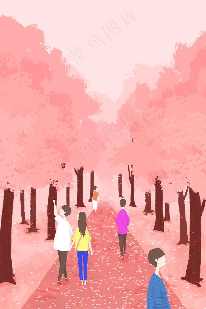 春天去公园看樱花海(3545X5315(DPI:72))psd模版下载
