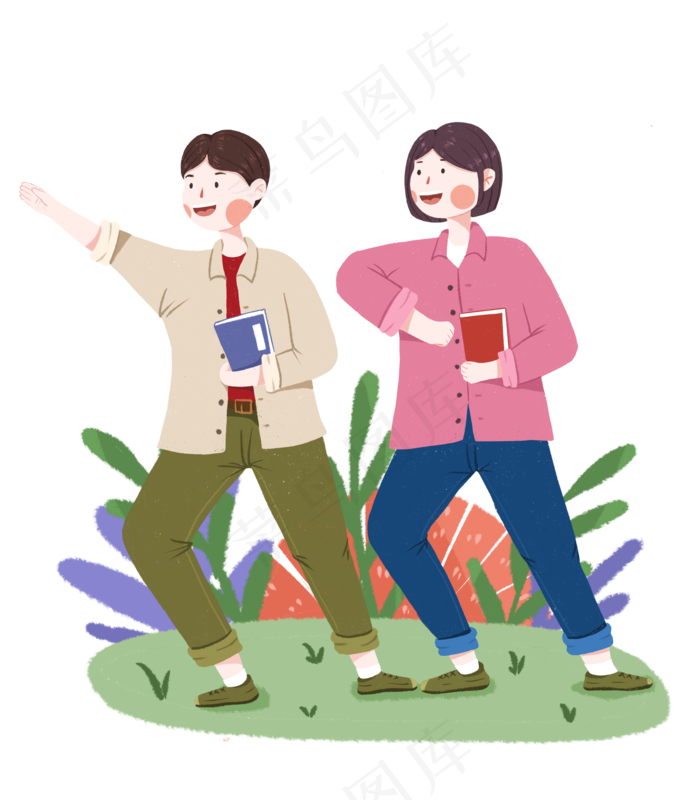 青年节男女青年,免抠元素(3500X4000(DPI:300))psd模版下载