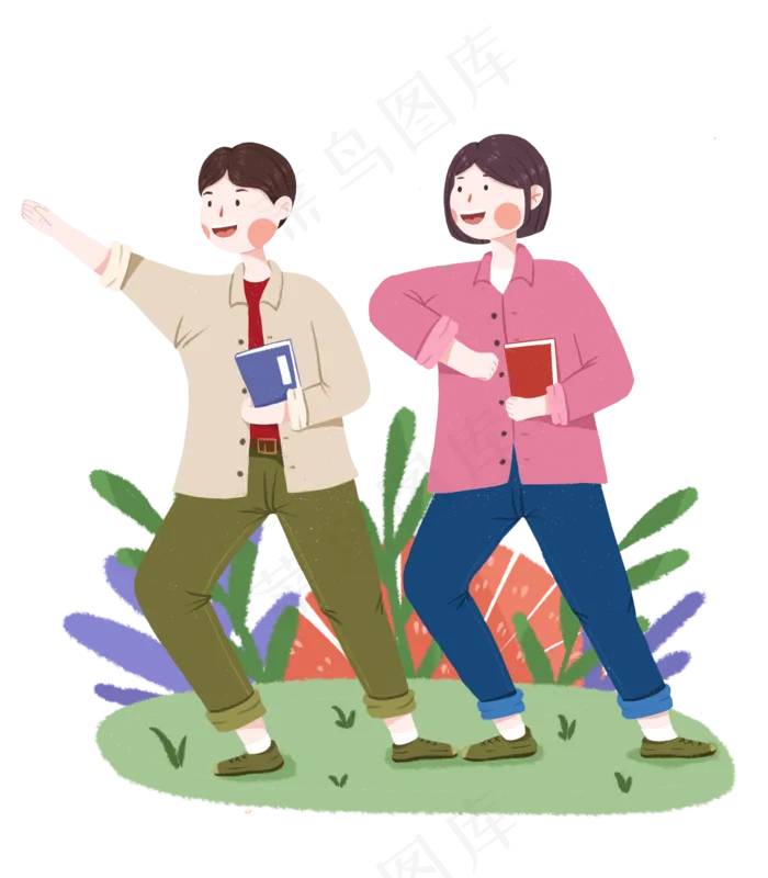 青年节男女青年,免抠元素(3500X4000(DPI:300))psd模版下载