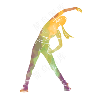 水彩运动体育热身色彩