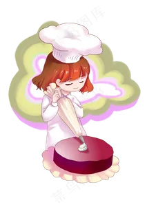 三八妇女节女神节做蛋糕的面点师,免抠元素
