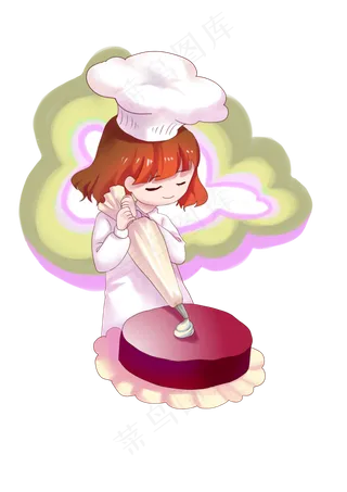 三八妇女节女神节做蛋糕的面点师,免抠元素