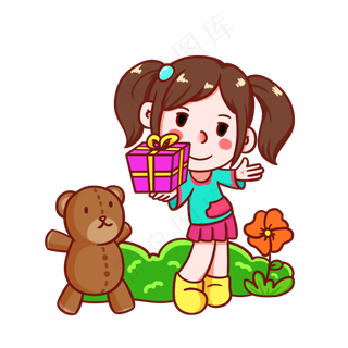 儿童节收到礼物的小孩