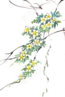 淡雅花卉水墨画PNG免抠素材 淡雅花卉水墨画PNG免抠素材