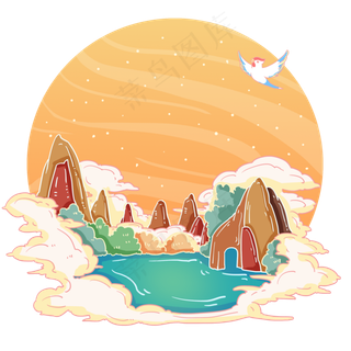 湖泊桂林山水高山,免抠元素