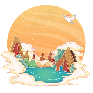 湖泊桂林山水高山,免抠元素