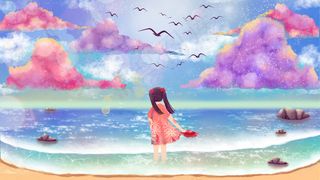 唯美浪漫风光景色沙滩蓝天配图