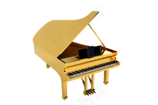 金色仿真大钢琴,免抠元素