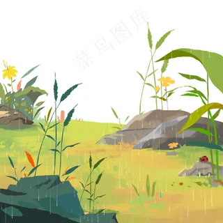 手绘二十四节气雨水,免抠元素