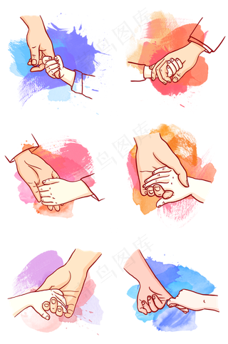 母亲节大手拉小手PNG免抠素材