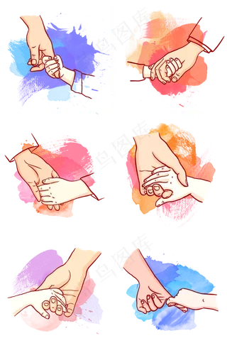 母亲节大手拉小手PNG免抠素材