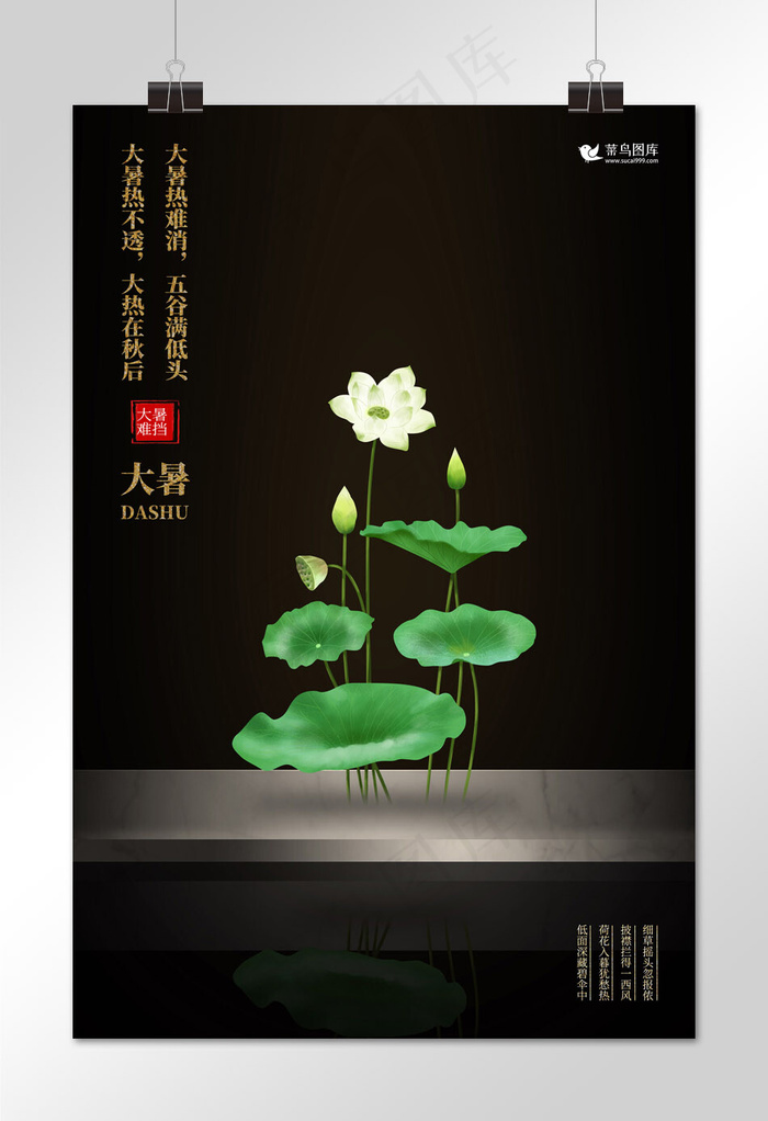 菜鸟图库原创大暑黑金节气宣传海报