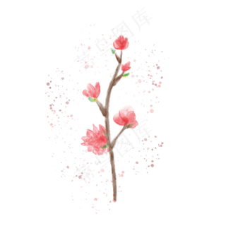 手绘水彩水墨花素材元素5