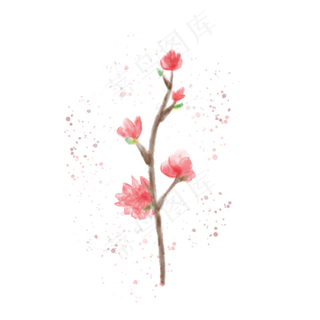 手绘水彩水墨花素材元素5