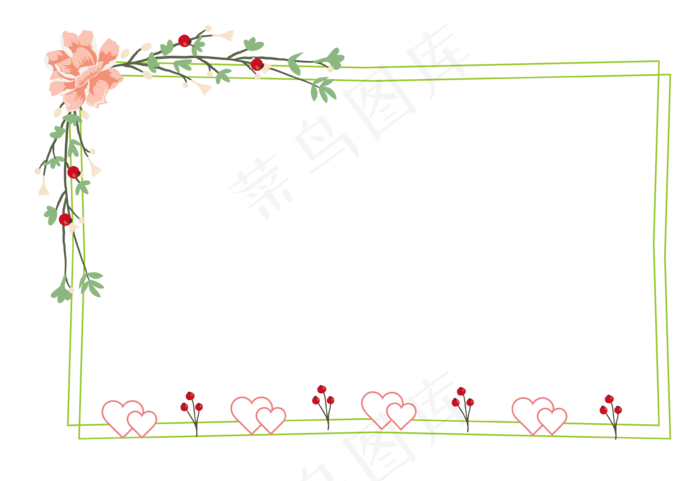 情人节唯美花藤简约绿色细线植物(2000X2000(DPI:300))ai矢量模版下载