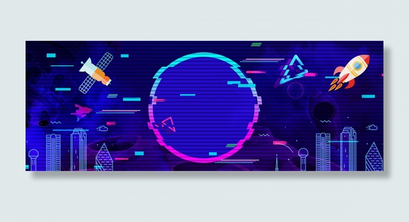 酷炫故障风宇宙科技感电商促销banner(1920*700px 	       )psd模版下载