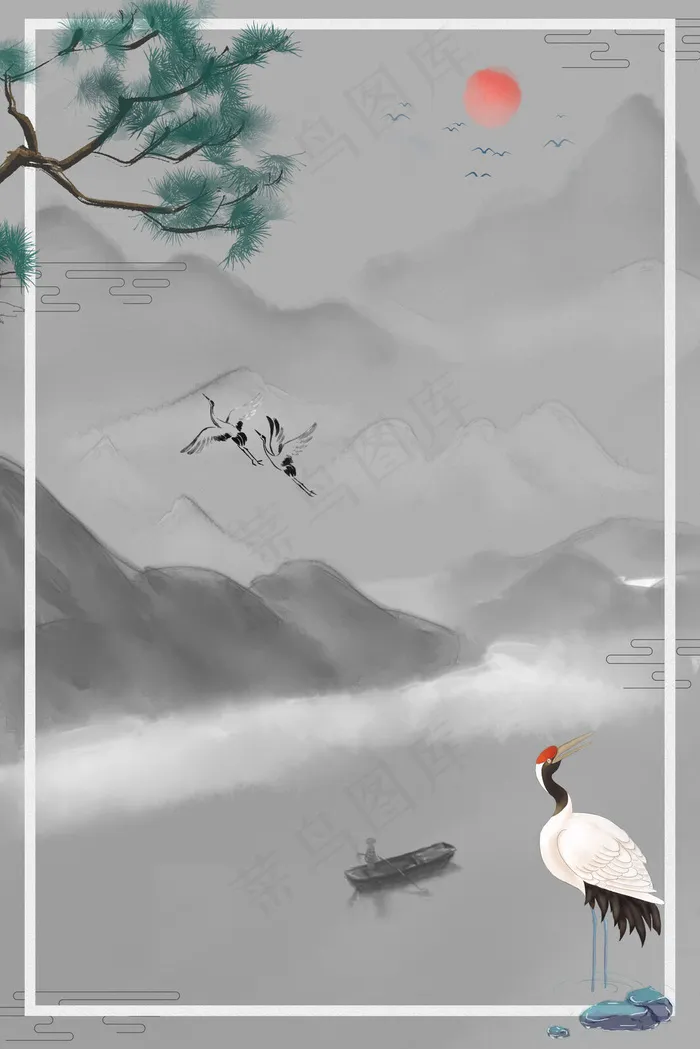 古风手绘水彩水墨广告设计(3545*5315px 	      )psd模版下载