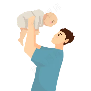 抱着小孩父亲