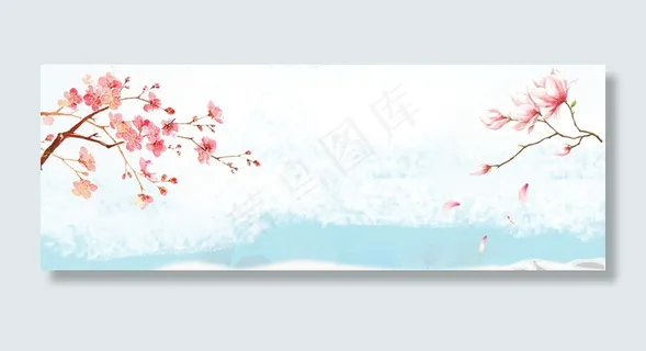 桃花节文艺小清新简约白banner