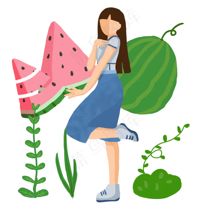 立夏人物和西瓜