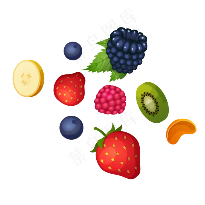 草莓水果漂浮装饰(611X664)ai矢量模版下载