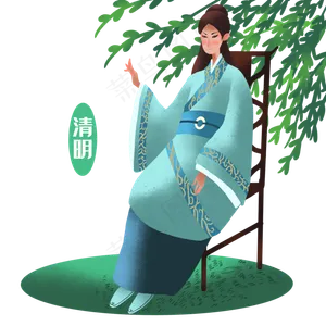 清明节休息的小女孩