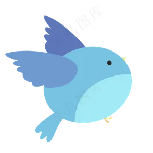 卡通蓝色动物麻雀鸟免扣手绘素材,免抠元素