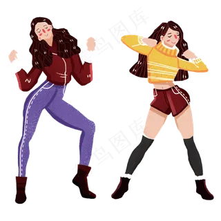 可爱性感舞蹈跳舞女孩人物素材,免抠元素