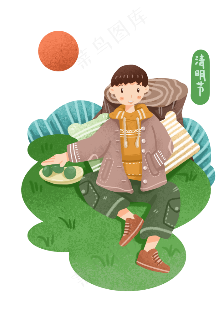 清明节野餐的插画