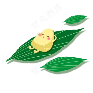 创意卡通粽叶船上的粽子
