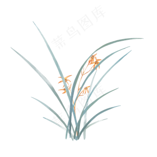 春天兰花黄花水墨小花,免抠元素