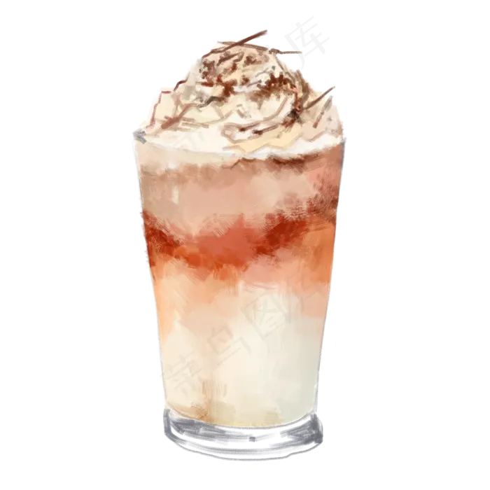 手绘红色写实装饰冰淇淋奶茶(2000X2000(DPI:300))psd模版下载