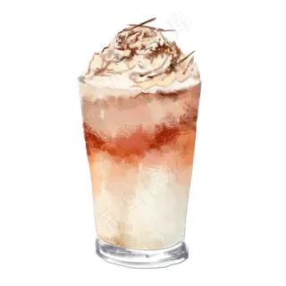 手绘红色写实装饰冰淇淋奶茶