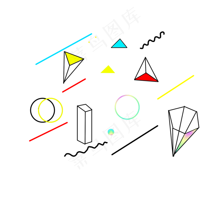 可爱孟菲斯创意设计图案(2000X2000(DPI:300))psd模版下载
