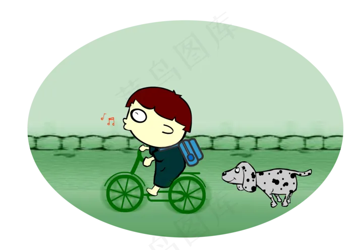 骑车小车去上学卡通场景(3508X2480(DPI:300))psd模版下载